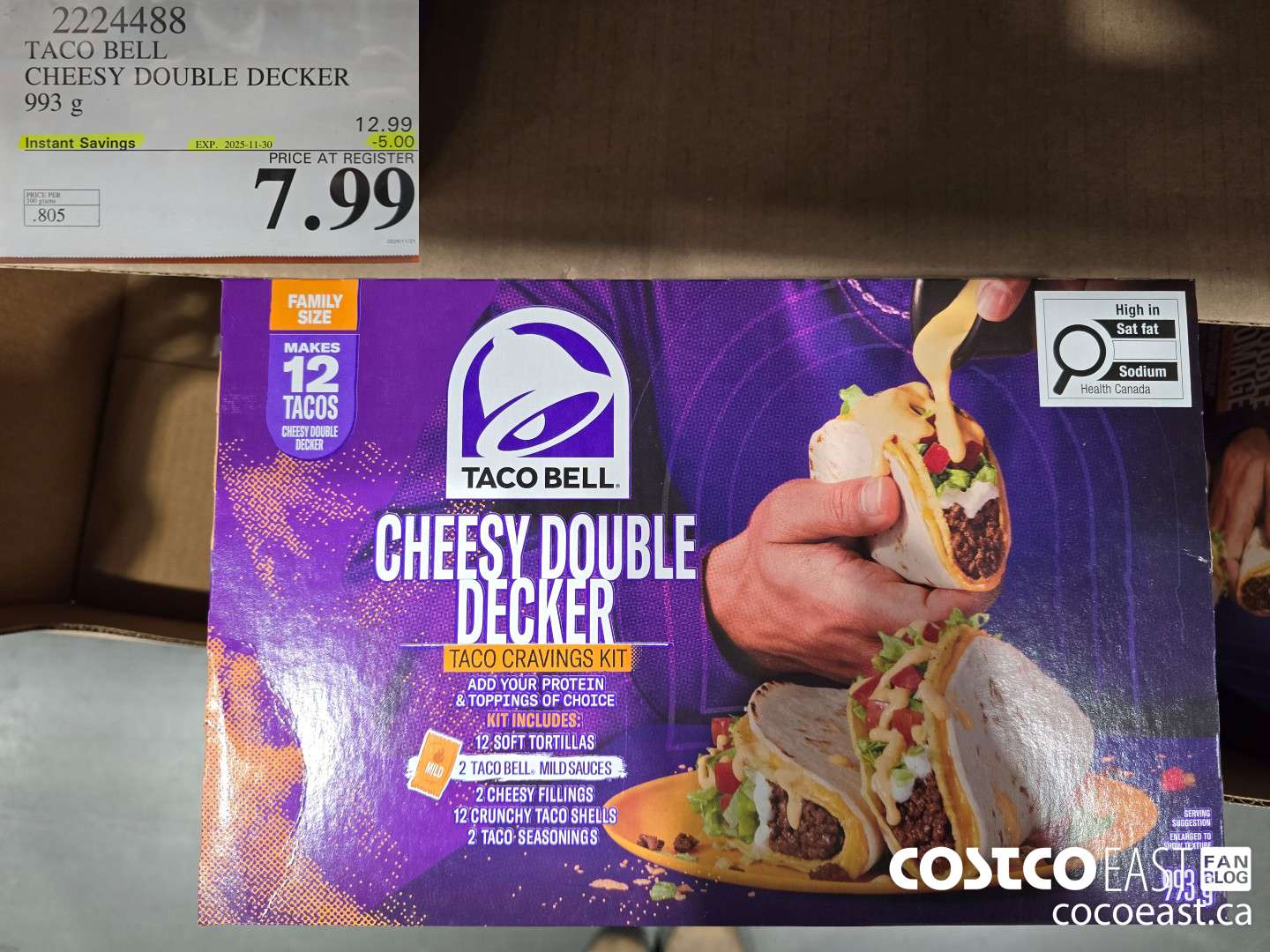 2224488 TACO BELL CHEESY DOUBLE DECKER 993 G ($5.00 INSTANT SAVINGS EXPIRES ON 2025-11-30) $7.99