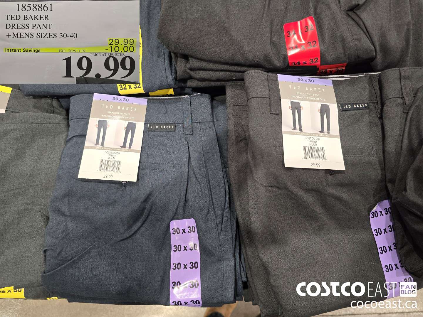 1858861 TED BAKER DRESS PANT +MENS SIZES 30-40 ($10.00 INSTANT SAVINGS EXPIRES ON 2025-11-09) $19.99