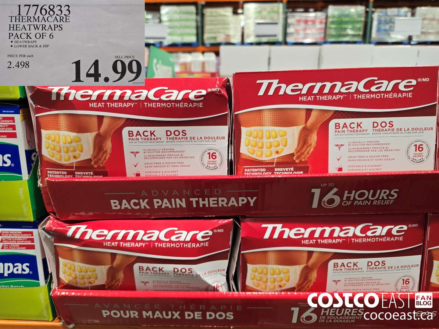 1776833 THERMACARE HEATWRAPS BACK PAIN THERAPY PACK OF 6 $14.99