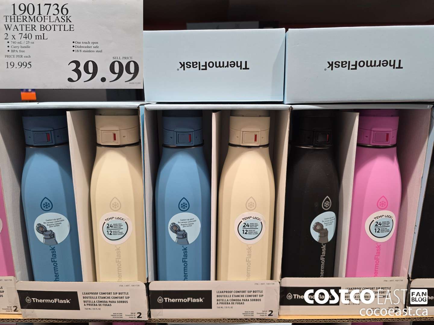 1901736 THERMOFLASK WATER BOTTLE 2 x 740 mL $39.99