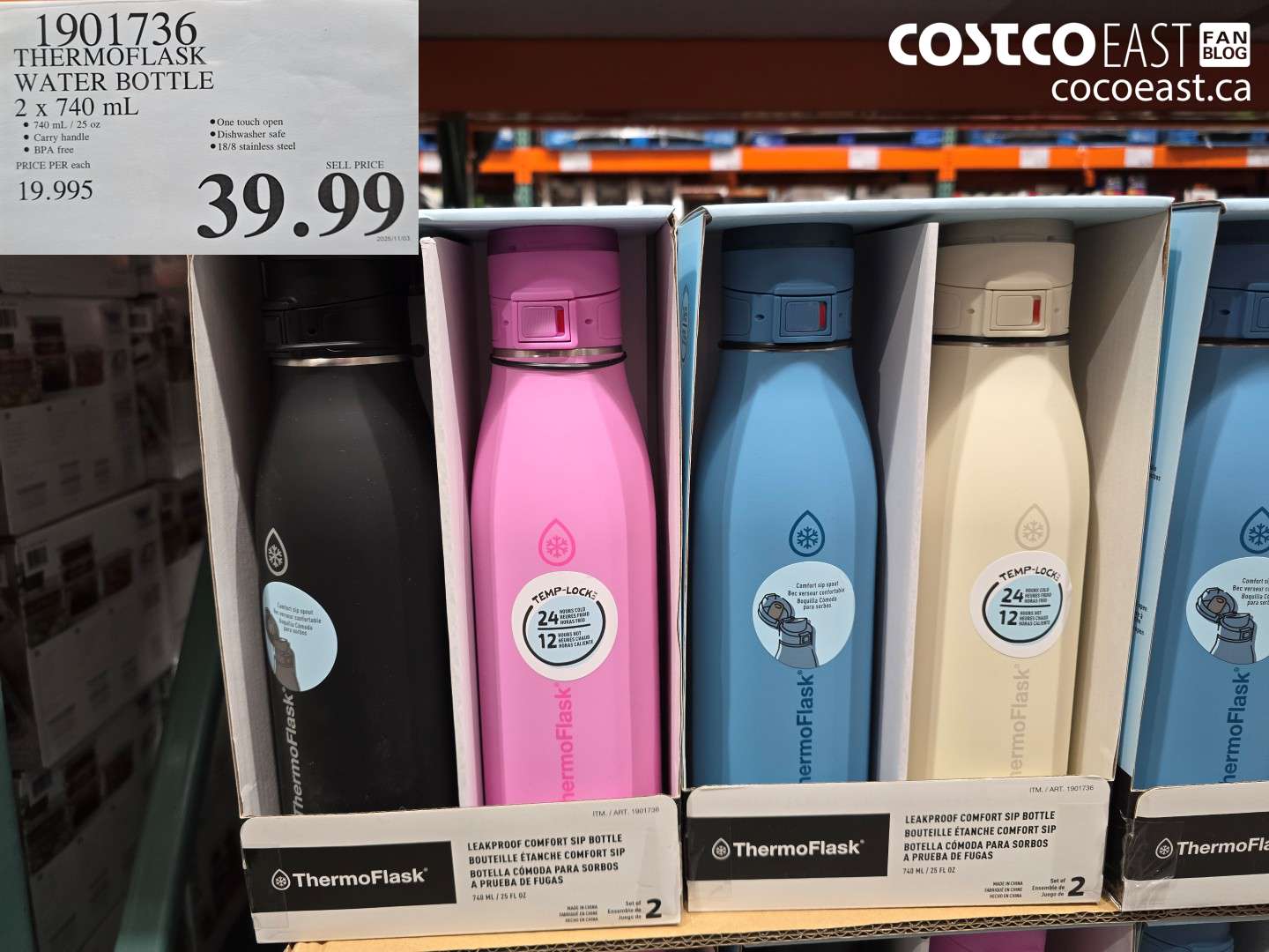 1901736 THERMOFLASK WATER BOTTLE 2 x 740 mL $39.99