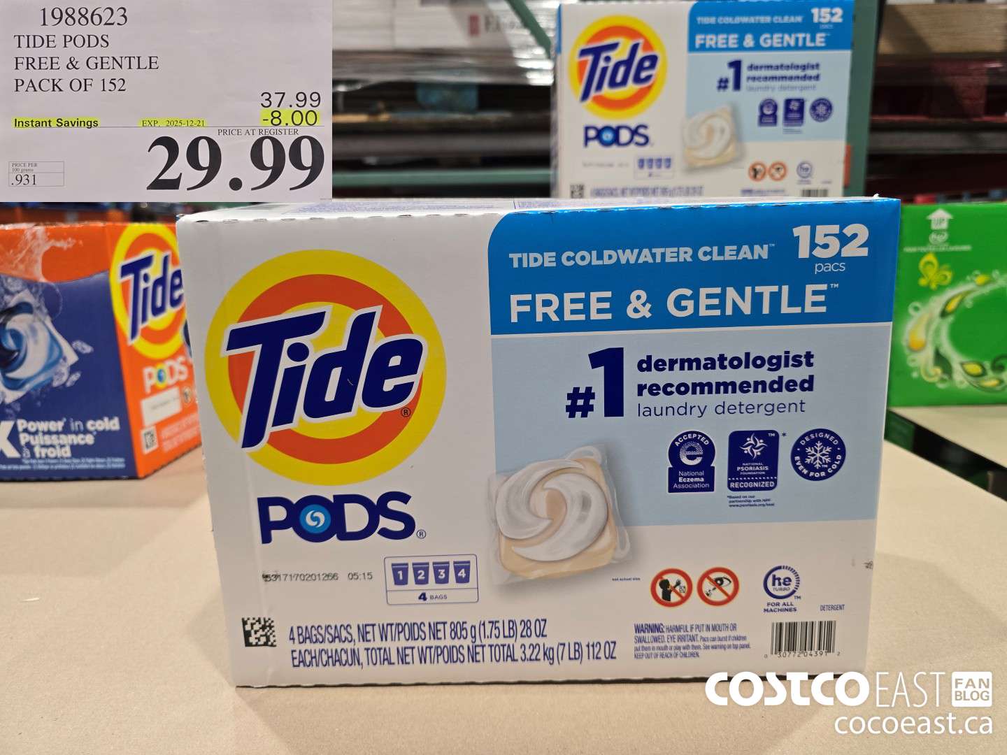 1988623 TIDE PODS FREE & GENTLE PACK OF 152 ($8.00 INSTANT SAVINGS EXPIRES ON 2025-12-21) $29.99