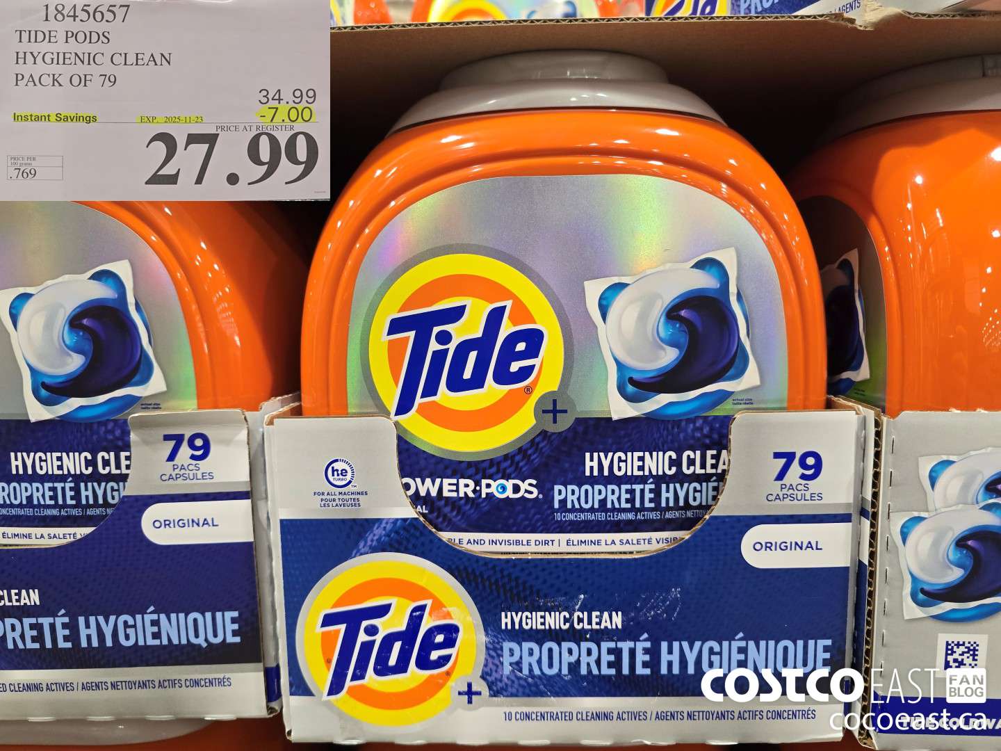 1845657 TIDE PODS HYGIENIC CLEAN PACK OF 79 ($7.00 INSTANT SAVINGS EXPIRES ON 2025-11-23) $27.99