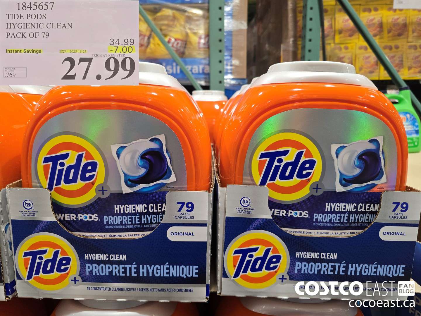 1845657 TIDE PODS HYGIENIC CLEAN PACK OF 79 ($7.00 INSTANT SAVINGS EXPIRES ON 2025-11-23) $27.99