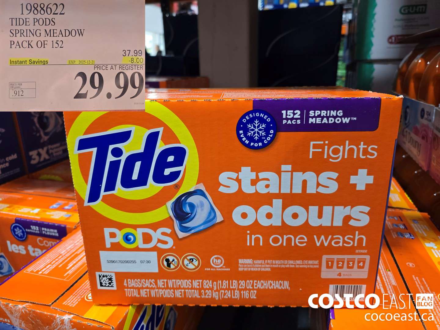 1988622 TIDE PODS SPRING MEADOW PACK OF 152 ($8.00 INSTANT SAVINGS EXPIRES ON 2025-12-21) $29.99