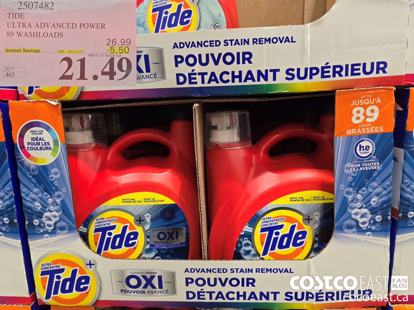 2507482 TIDE ULTRA ADVANCED POWER 89 WASHLOADS ($5.50 INSTANT SAVINGS EXPIRES ON 2025-11-23) $21.49