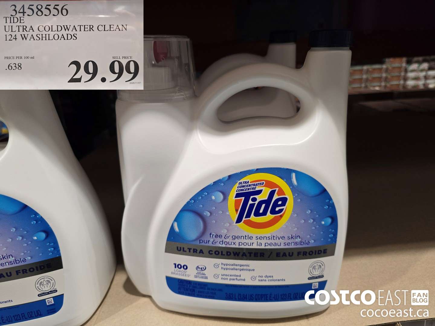 3458556 TIDE ULTRA COLDWATER CLEAN 124 WASHLOADS $29.99