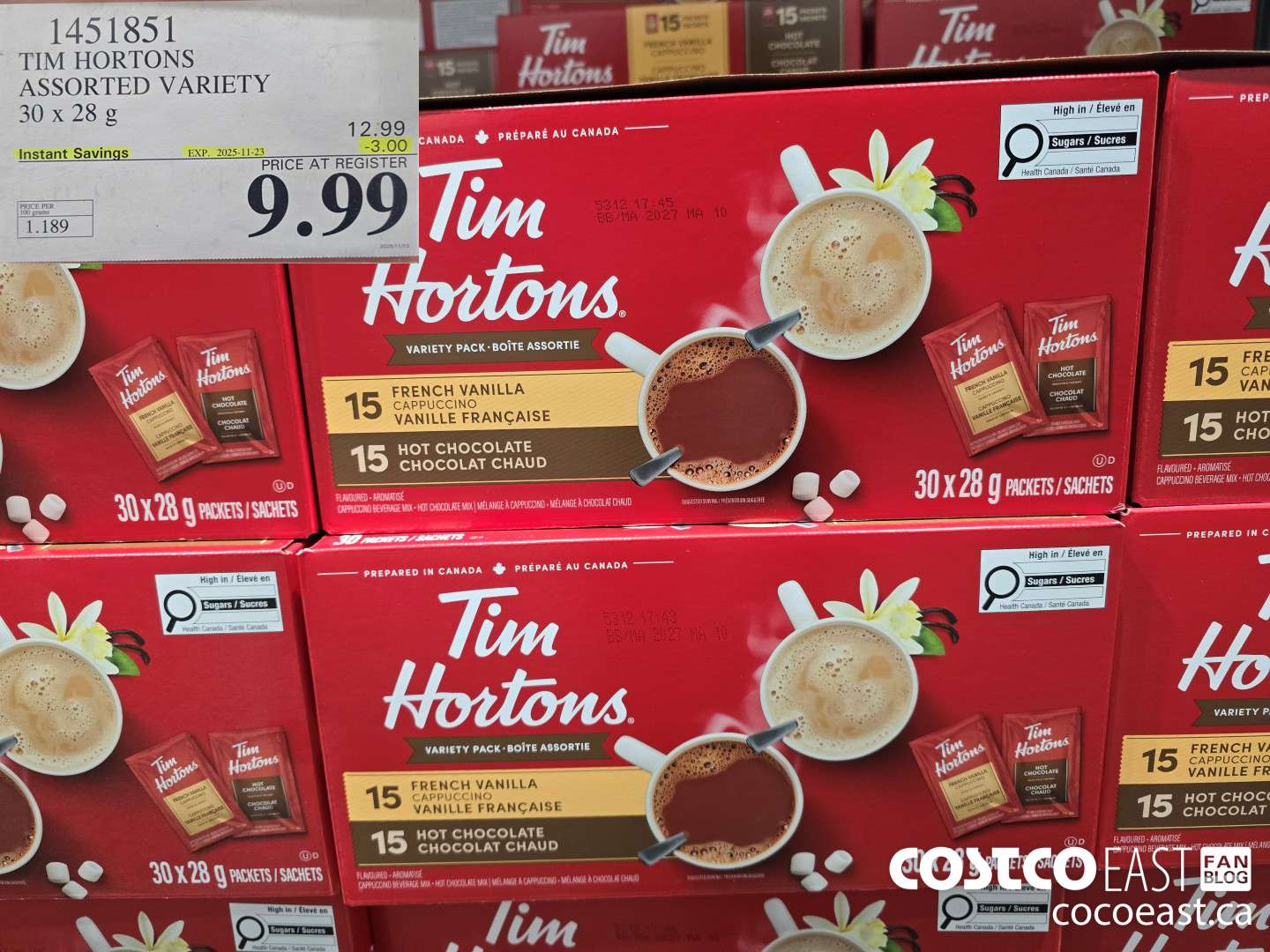 1451851 TIM HORTONS ASSORTED VARIETY 30 X 28G ($3.00 INSTANT SAVINGS EXPIRES ON 2025-11-23) $9.99
