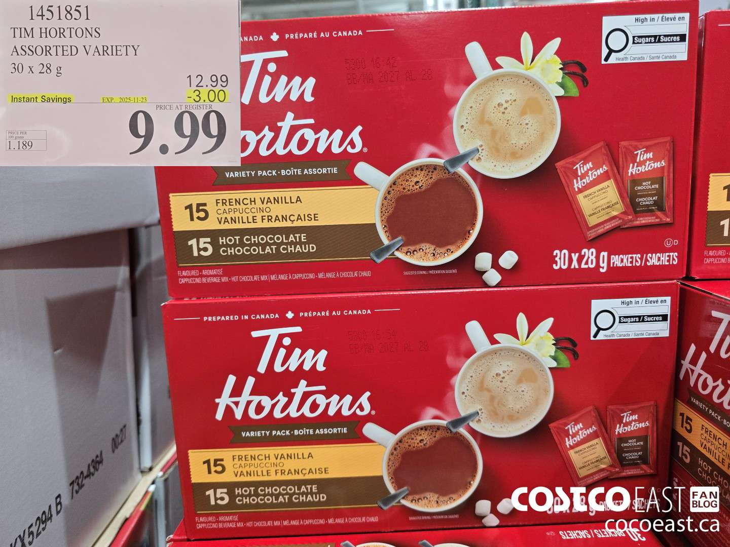 14513851 TIM HORTONS ASSORTED VARIETY 30 x 28 g ($3.00 INSTANT SAVINGS EXPIRES ON 2025-11-23) $9.99