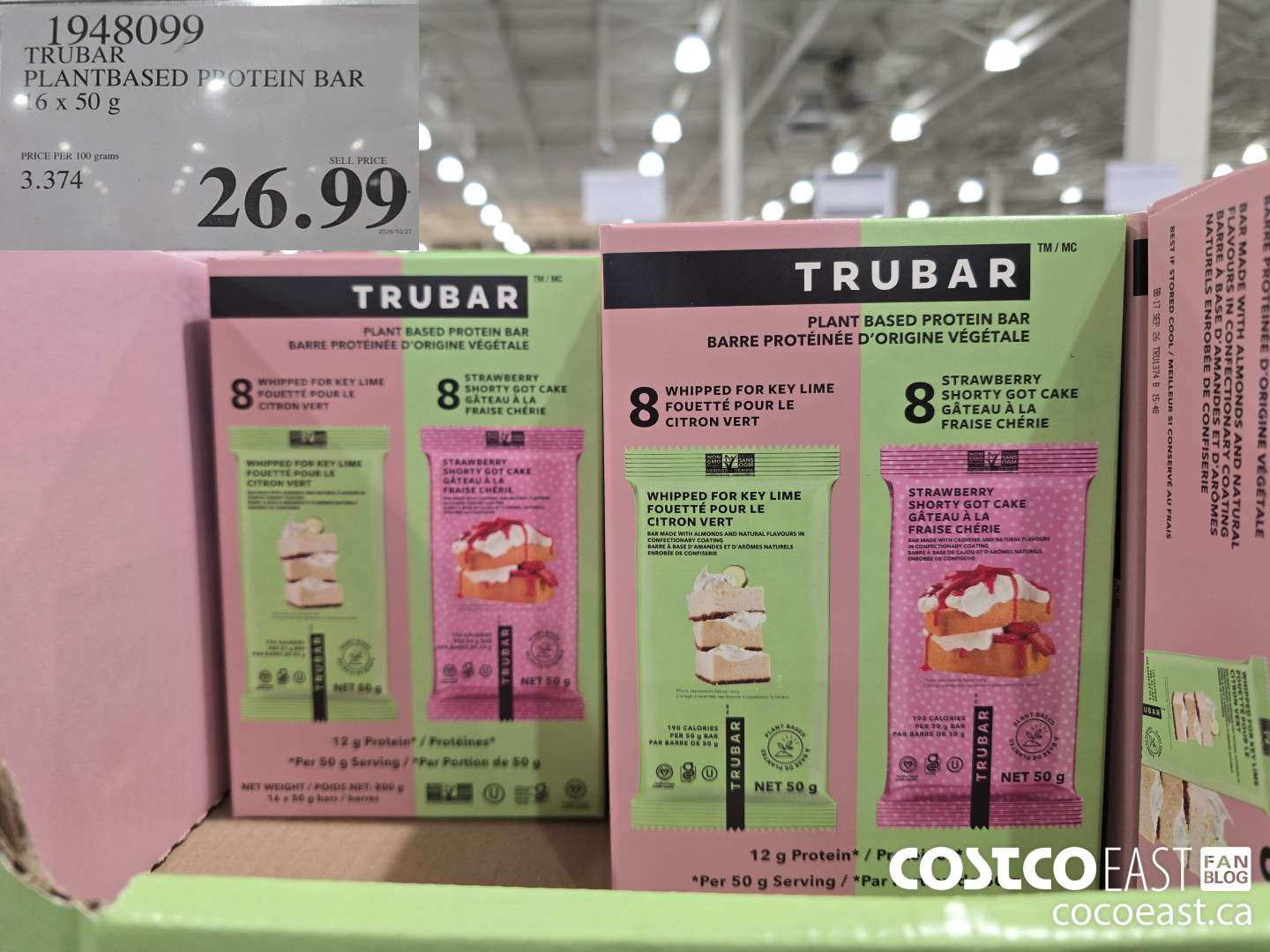 1948099 TRUBAR PLANT BASED PROTEIN BAR 16 X 50g $26.99
