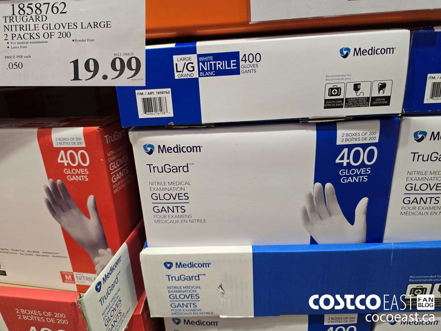 1858762 TRUGAR NITRILE GLOVES LARGE 2 PACKS OF 200 $19.99