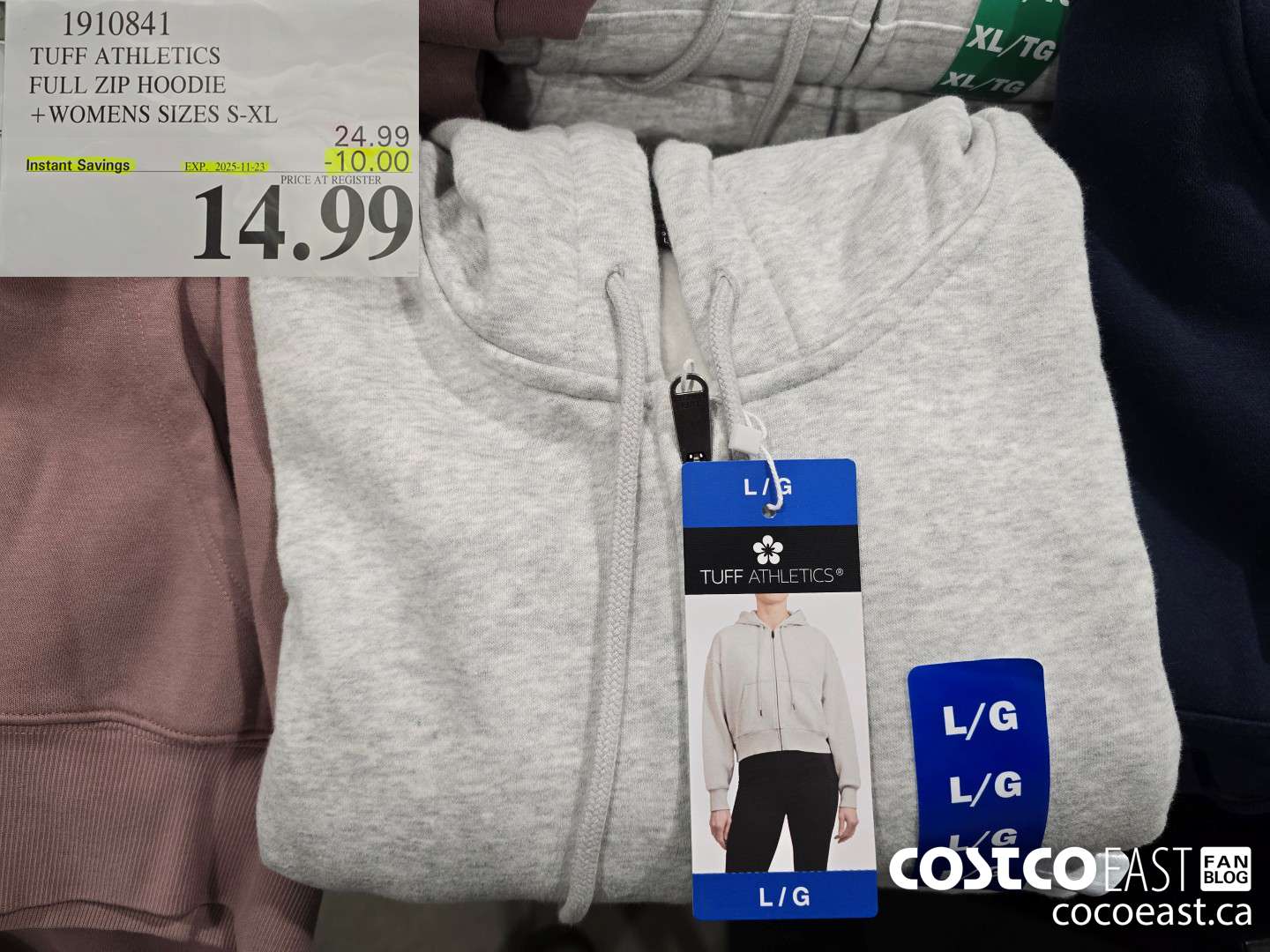 1910841 TUFF ATHLETICS FULL ZIP HOODIE +WOMENS SIZES S-XL ($10.00 INSTANT SAVINGS EXPIRES ON 2025-11-23) $14.99