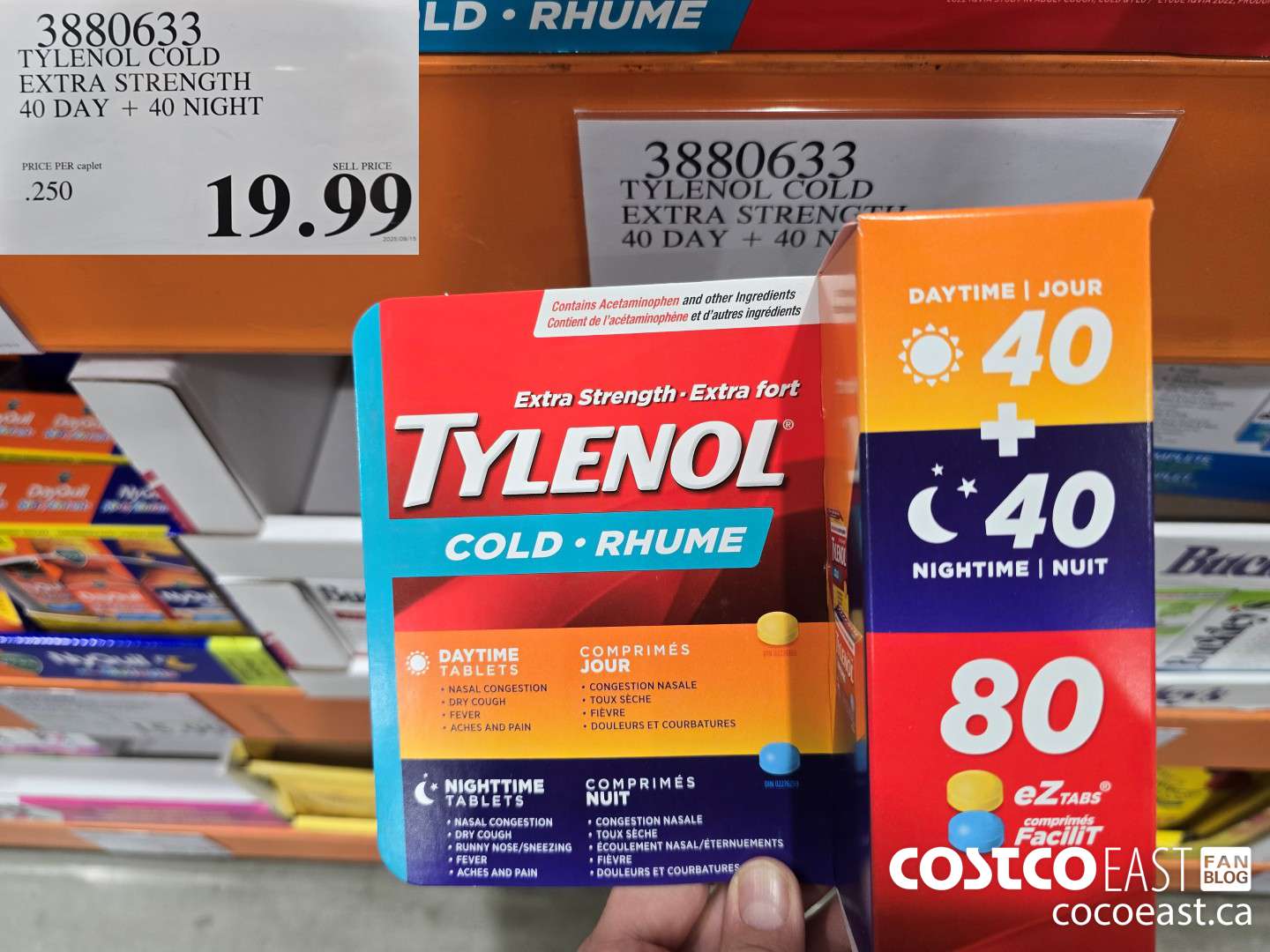 3880633 TYLENOL COLD EXTRA STRENGTH 40 day + 40 night $19.99
