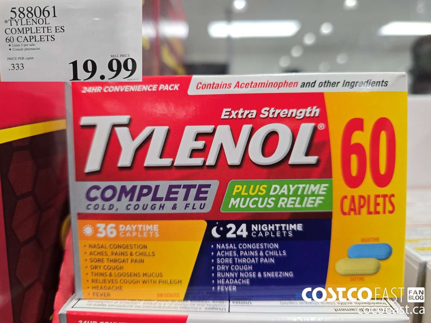 588061 TYLENOL COMPLETE ES 60 CAPLETS $19.99