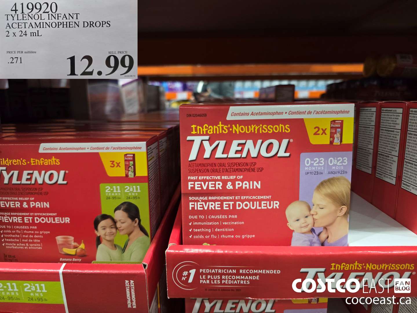 419920 TYLENOL INFANT ACETAMINOPHEN DROPS 2 x 24ML $12.99