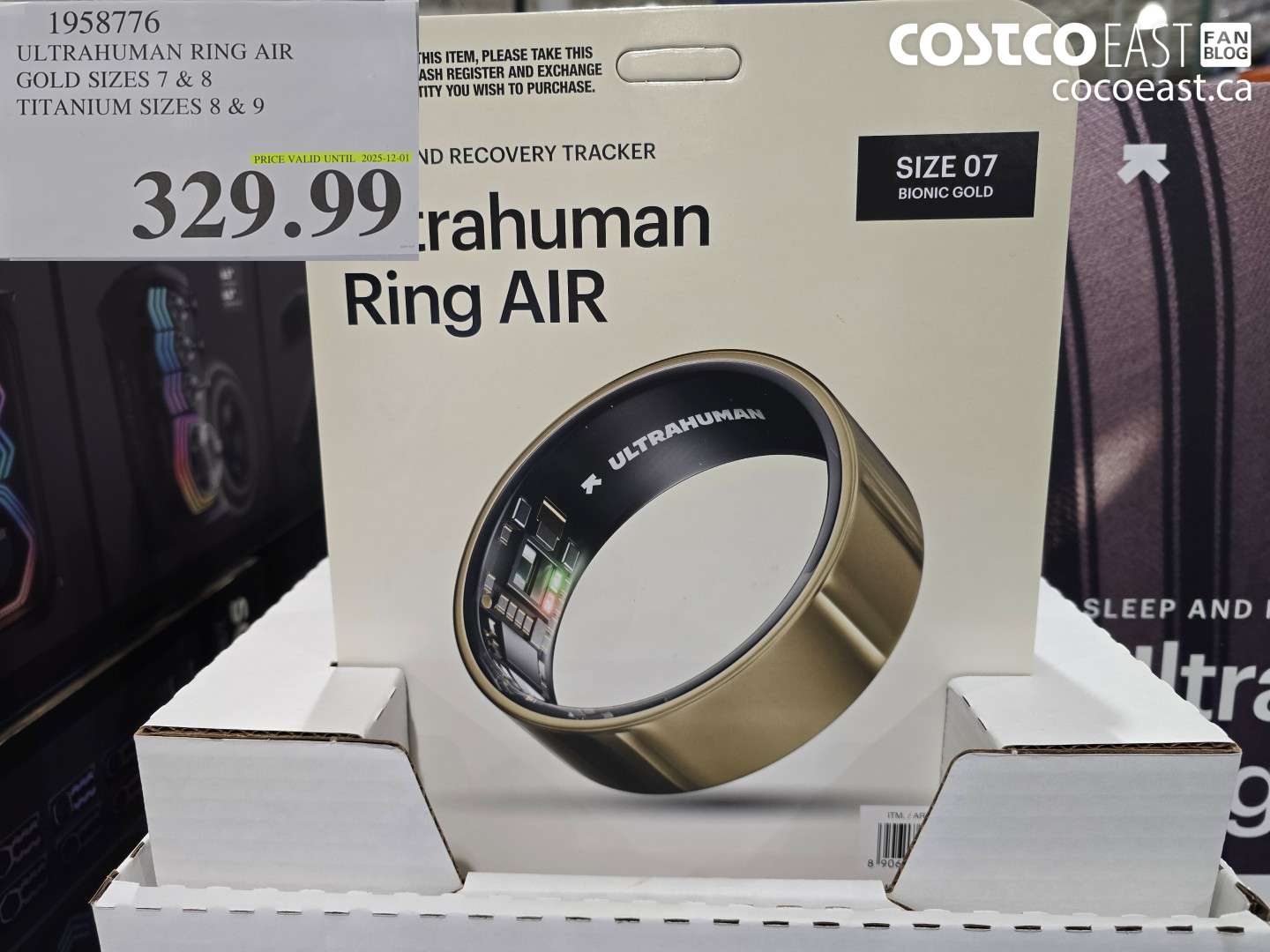 1958776 ULTRAHUMAN RING AIR GOLD SIZES 7 & 8 TITANIUM SIZES 8 & 9 $329.99