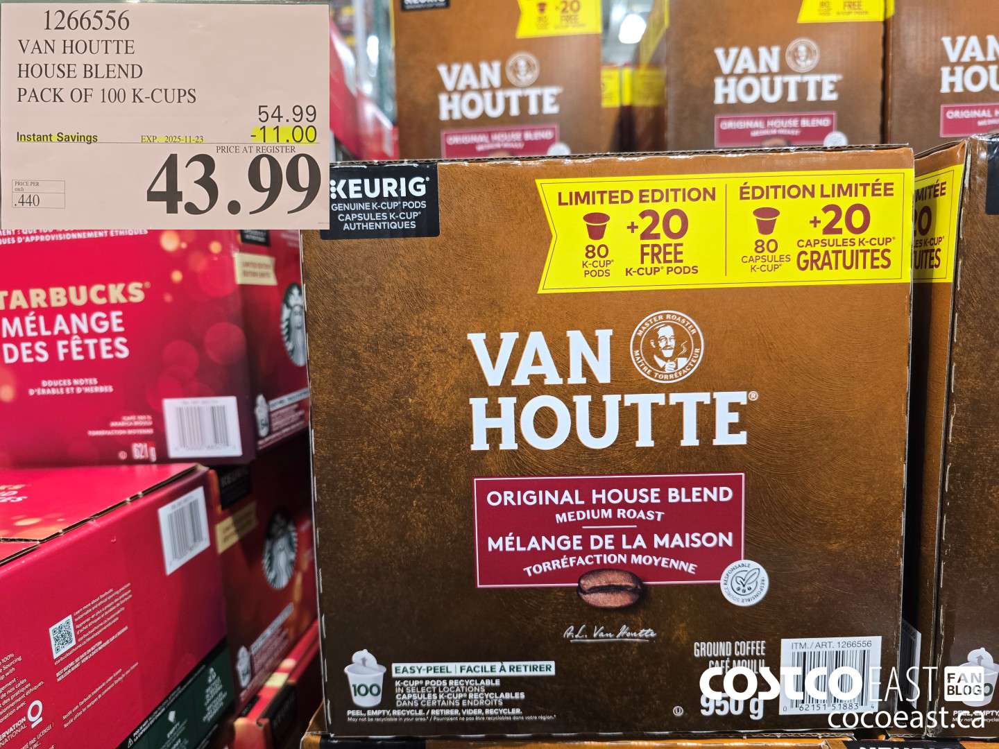 1266556 VAN HOUTTE HOUSE BLEND PACK OF 100 K-CUPS ($11.00 INSTANT SAVINGS EXPIRES ON 2025-11-23) $43.99