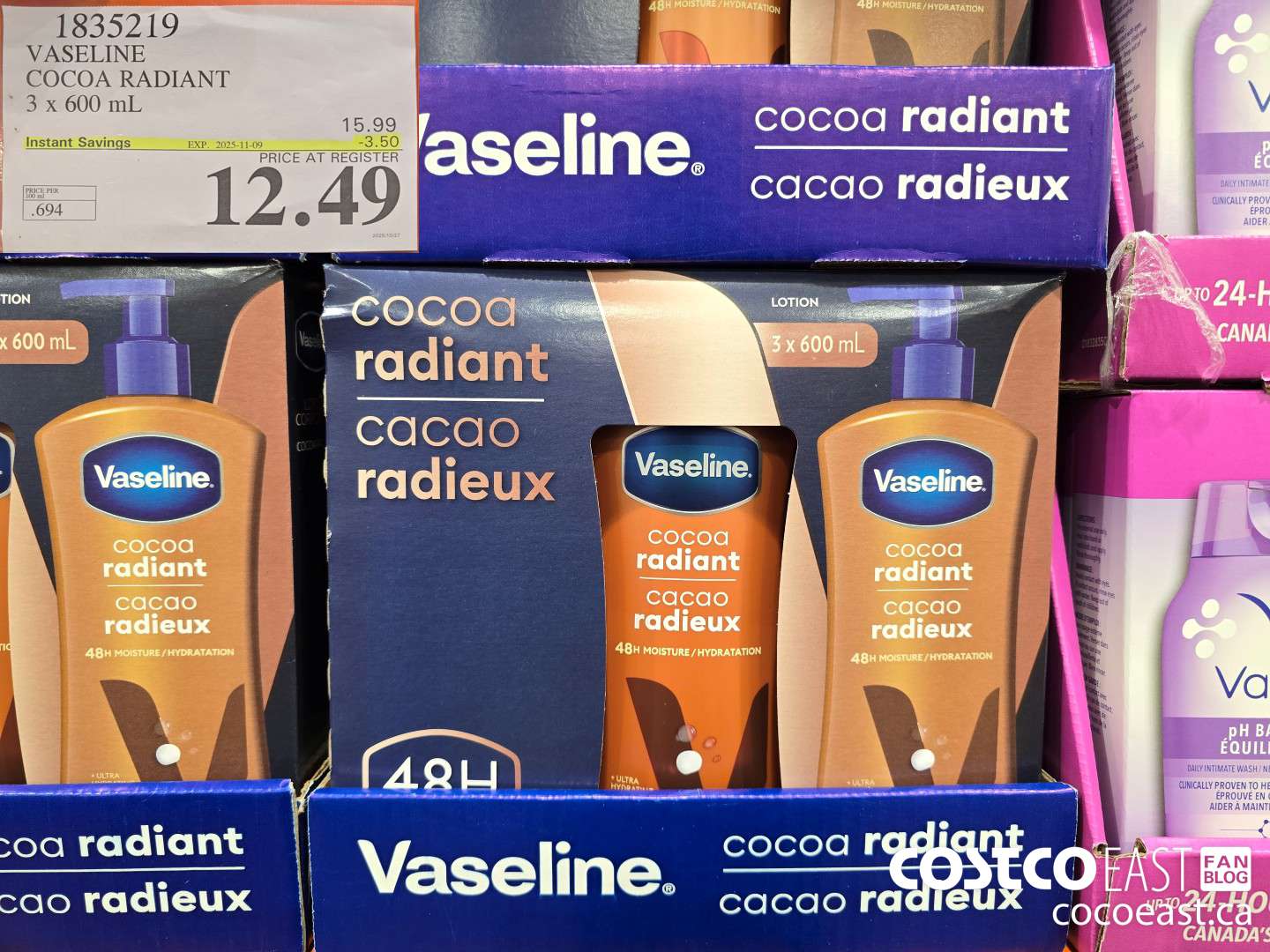 1835219 VASELINE COCOA RADIANT 3 x 600 mL ($3.50 INSTANT SAVINGS EXPIRES ON 2025-11-09) $12.49
