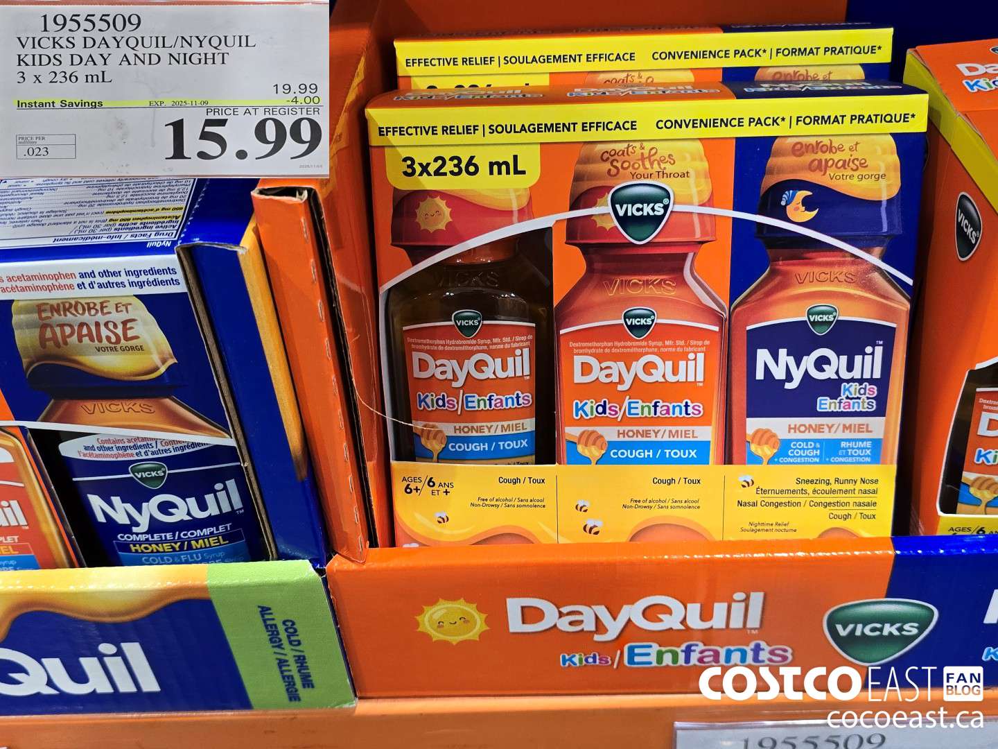 1955509 VICKS DAYQUIL/NYQUIL KIDS DAY AND NIGHT 3 x 236 mL ($4.00 INSTANT SAVINGS EXPIRES ON 2025-11-09) $15.99