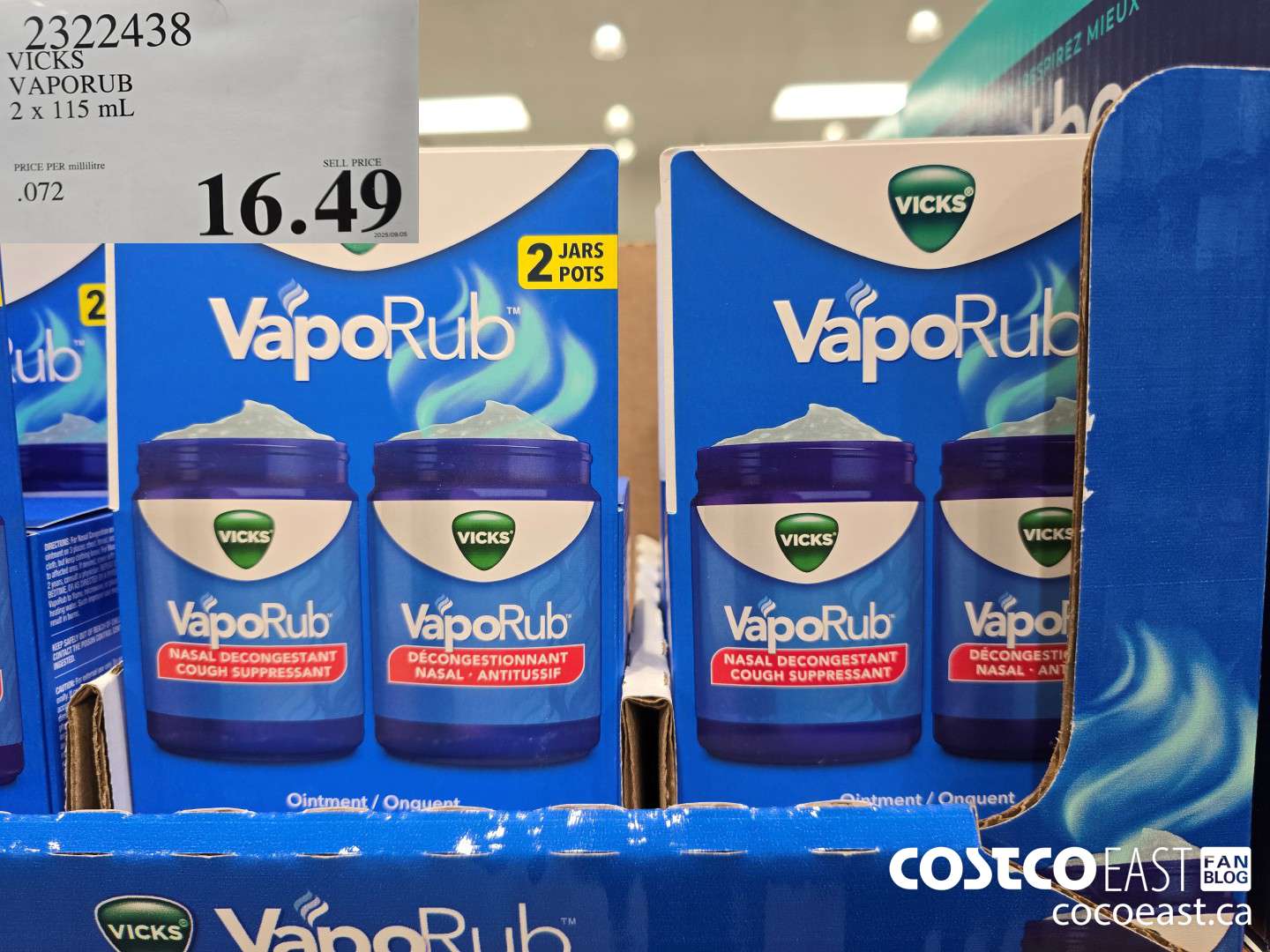 2322438 VICKS VAPORUB 2 X 115 ml $16.49