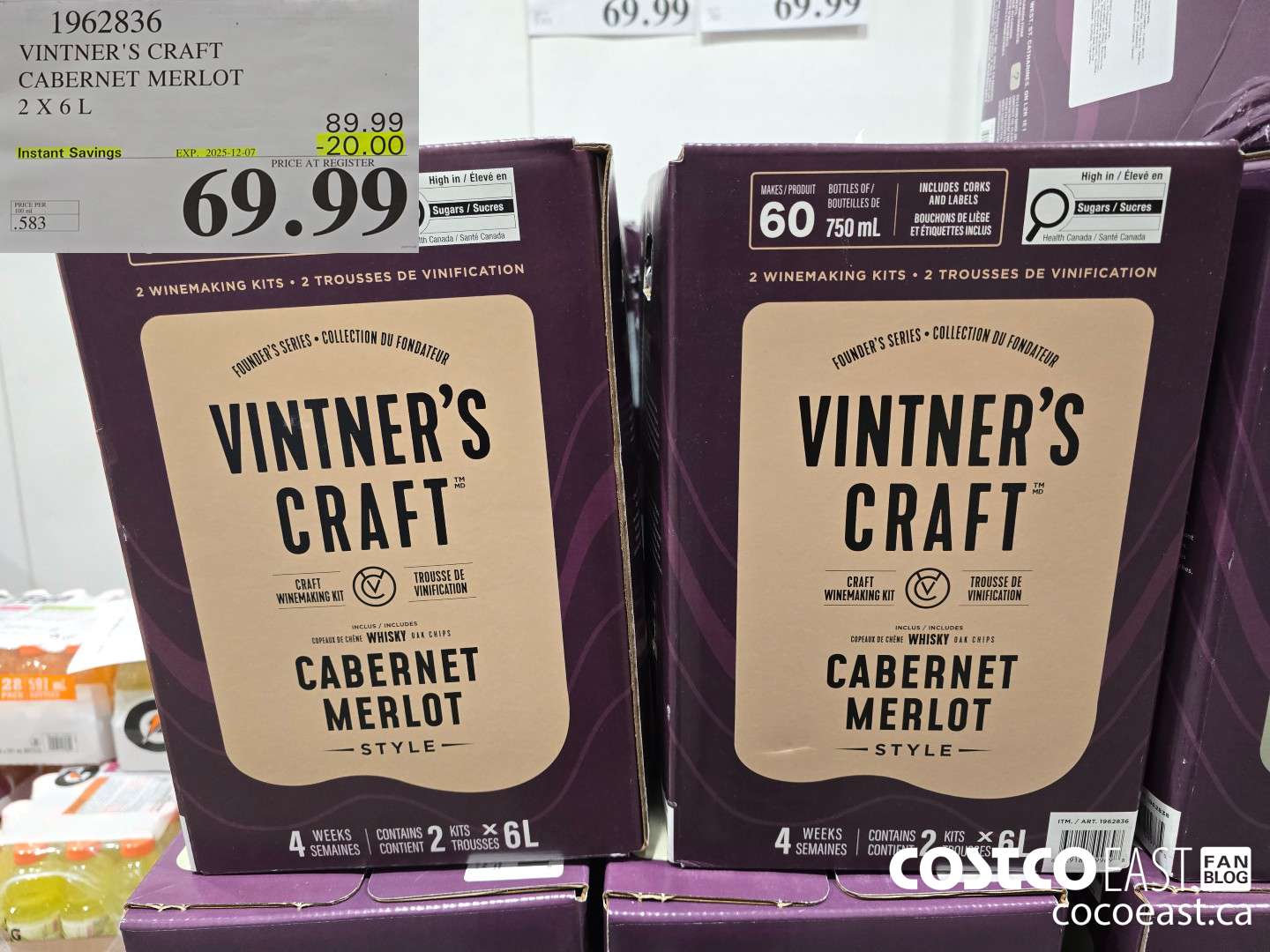 1962836 VINTNER'S CRAFT CABERNET MERLOT 2 X 6 L ($20.00 INSTANT SAVINGS EXPIRES ON 2025-12-07) $69.99