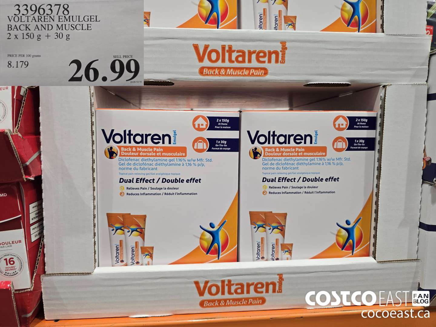 3396378 VOLTAREN EMUGEL BACK AND MUSCLE PAIN 2 X 150G + 30G $26.99