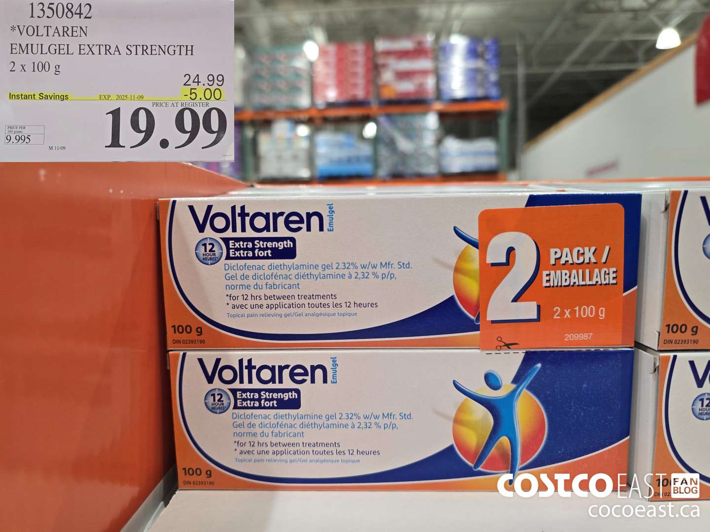 1350842 VOLTAREN EMULGEL ES 2 X 100 G ($5.00 INSTANT SAVINGS EXPIRES ON 2025-11-09) $19.99