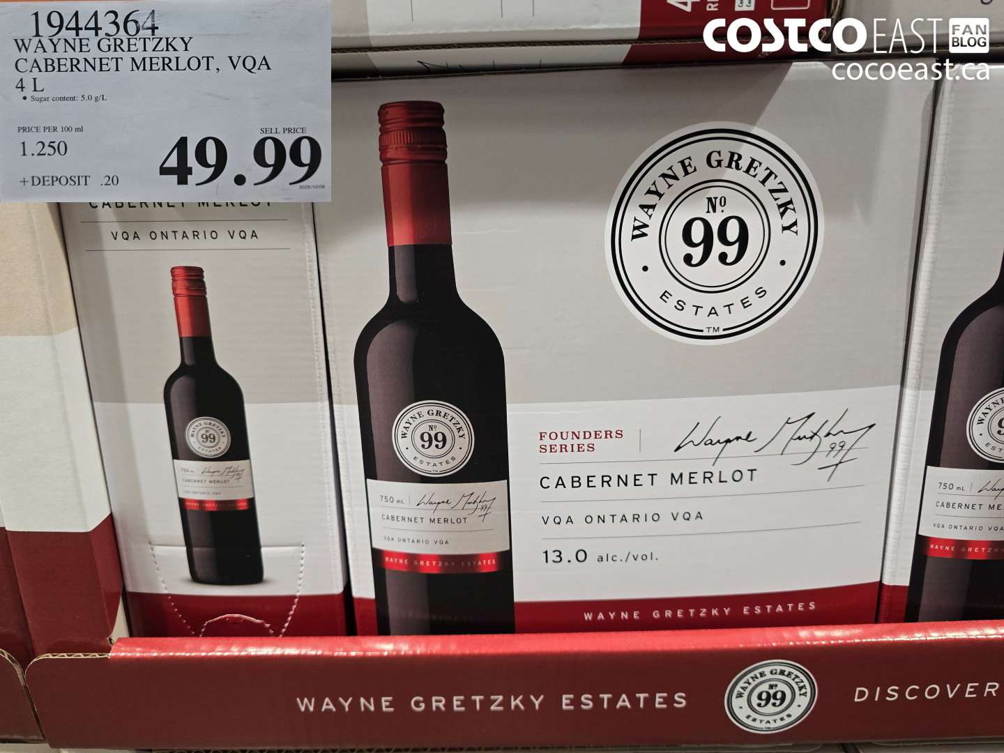 1944364 WAYNE GRETZKY CABERNET MERLOT, VQA 4L $49.99