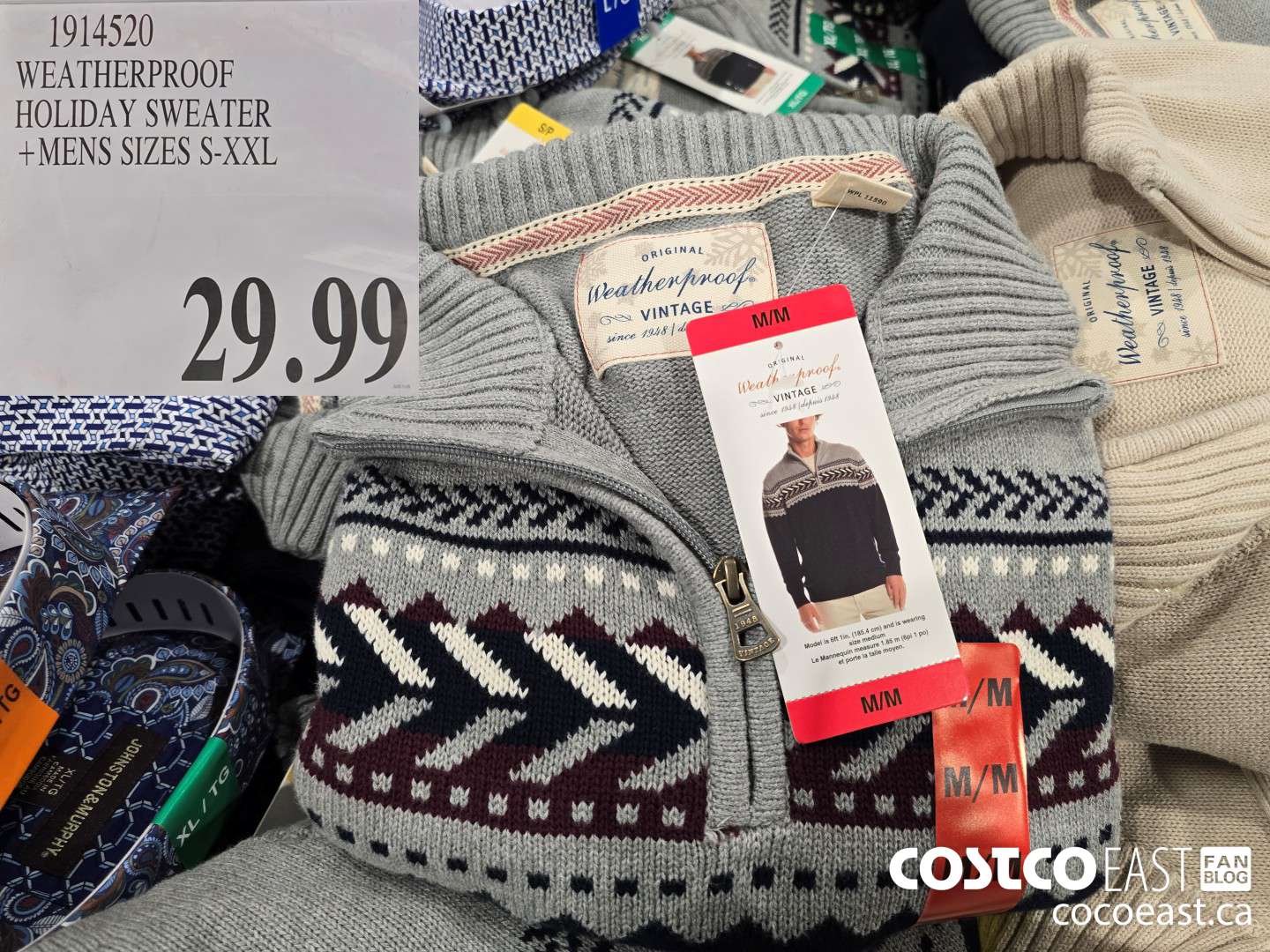 1914520 WEATHERPROOF HOLIDAY SWEATER + MENS SIZES S-XXL $29.99