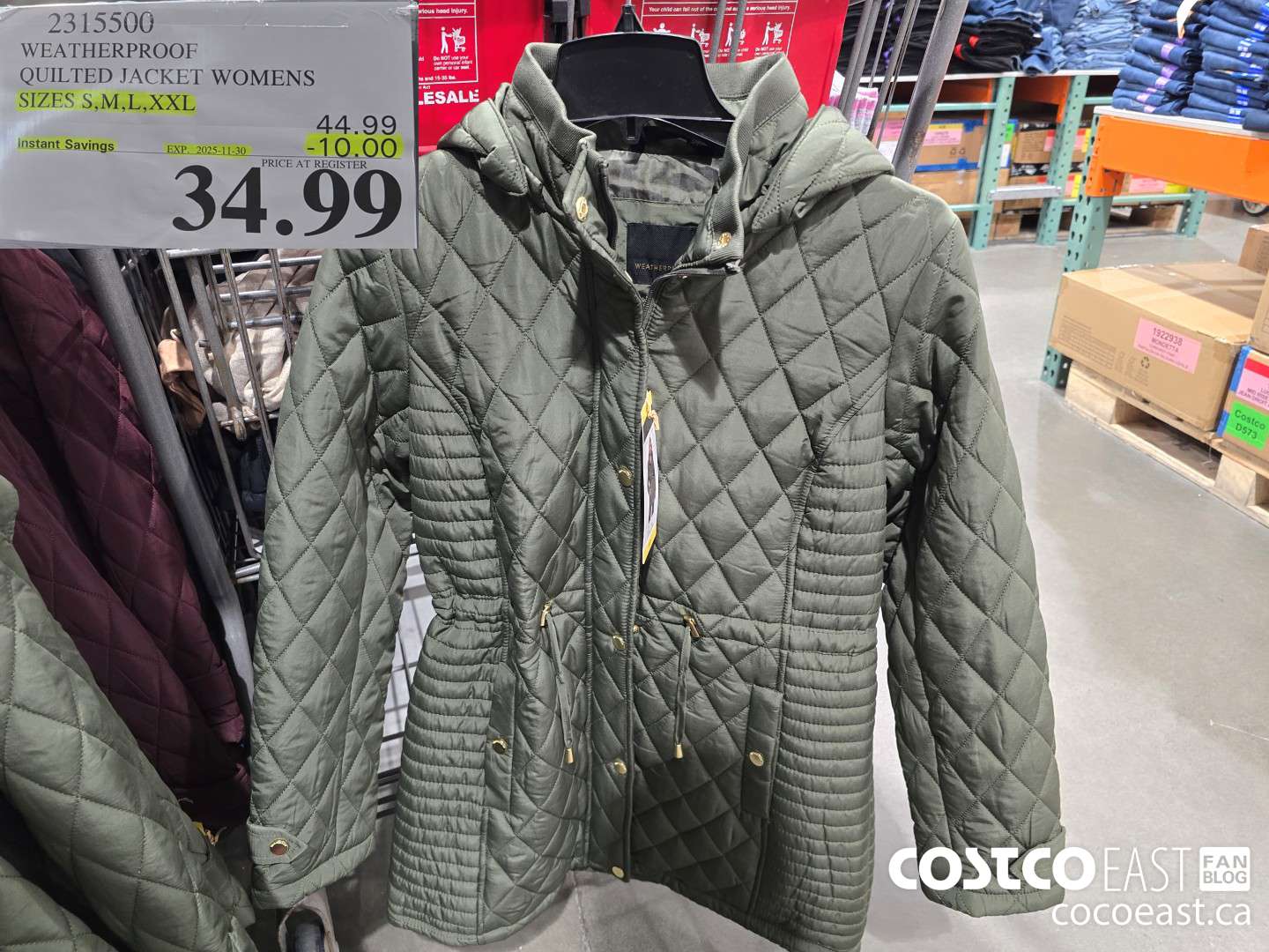 2315500 WEATHERPROOF QUILTED JACKET +WOMENS SIZES S,M,L,XXL ($10.00 INSTANT SAVINGS EXPIRES ON 2025-11-30) $34.99