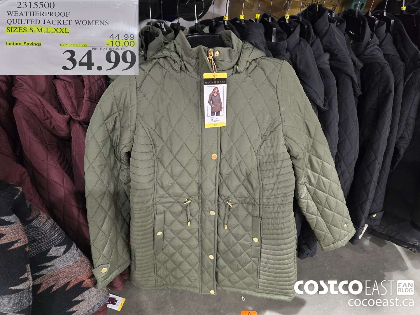 2315500 WEATHERPROOF QUILTED JACKET +WOMENS SIZES S,M,L,XXL ($10.00 INSTANT SAVINGS EXPIRES ON 2025-11-30) $34.99