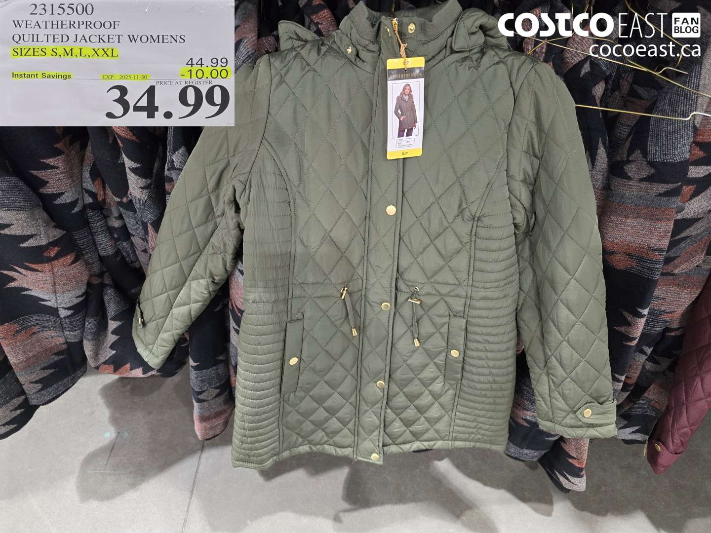 2315500 WEATHERPROOF QUILTED JACKET +WOMENS SIZES S,M,L,XXL ($10.00 INSTANT SAVINGS EXPIRES ON 2025-11-30) $34.99