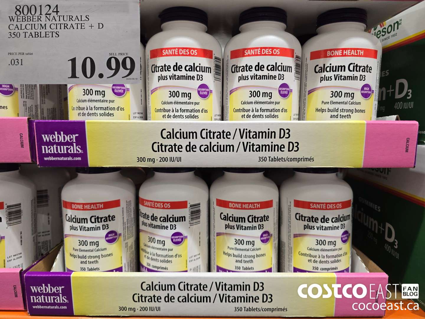 800124 WEBBER NATURALS CALCIUM CITRATE + D 350 TABLETS $10.99