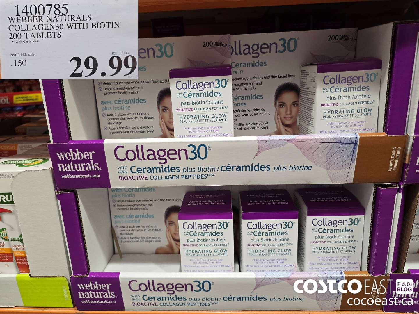 1400785 WEBBER NATURALS COLLAGEN30 WITH BIOTIN & CERAMIDES 200 TABLETS $29.99