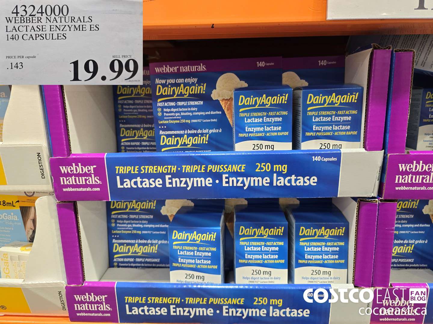 4324000 WEBBER NATURALS LACTASE ENZYME ES 140 CAPSULES $19.99