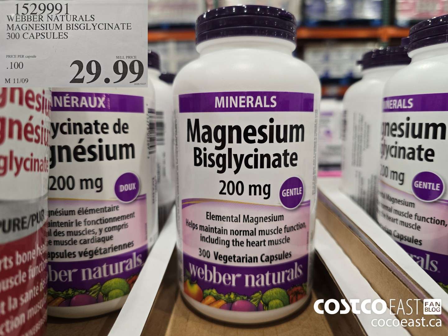 1529991 WEBBER NATURALS MAGNESIUM BISGLYCINATE 300 CAPSULES $29.99
