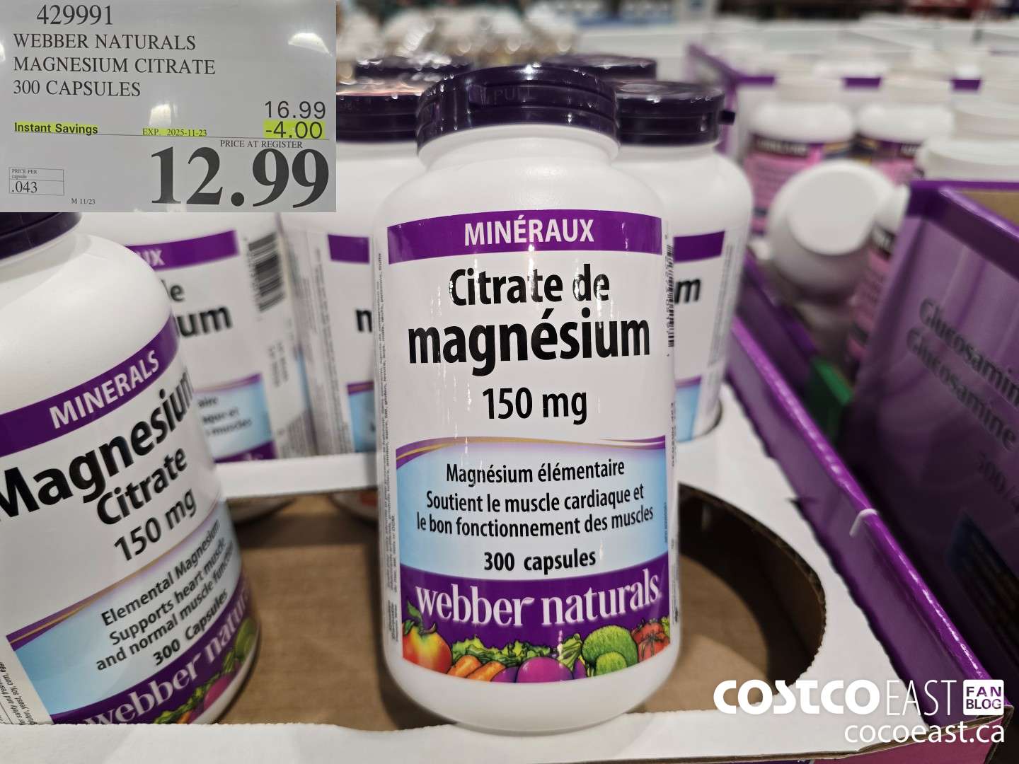 429991 WEBBER NATURALS MAGNESIUM CITRATE 300 CAPSULES ($4.00 INSTANT SAVINGS EXPIRES ON 2025-11-23) $12.99