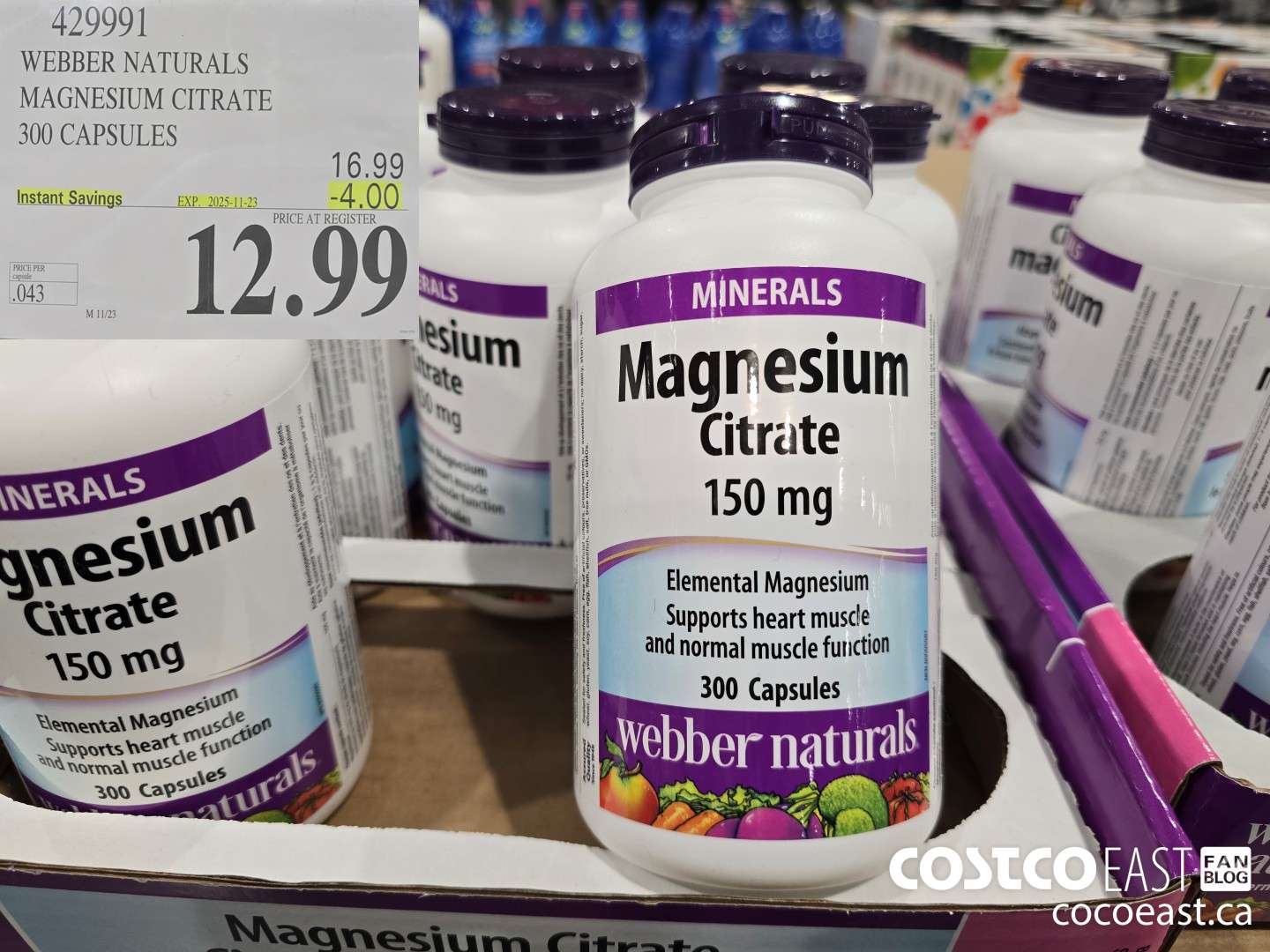 429991 WEBBER NATURALS MAGNESIUM CITRATE 300 CAPSULES ($4.00 INSTANT SAVINGS EXPIRES ON 2025-11-23) $12.99