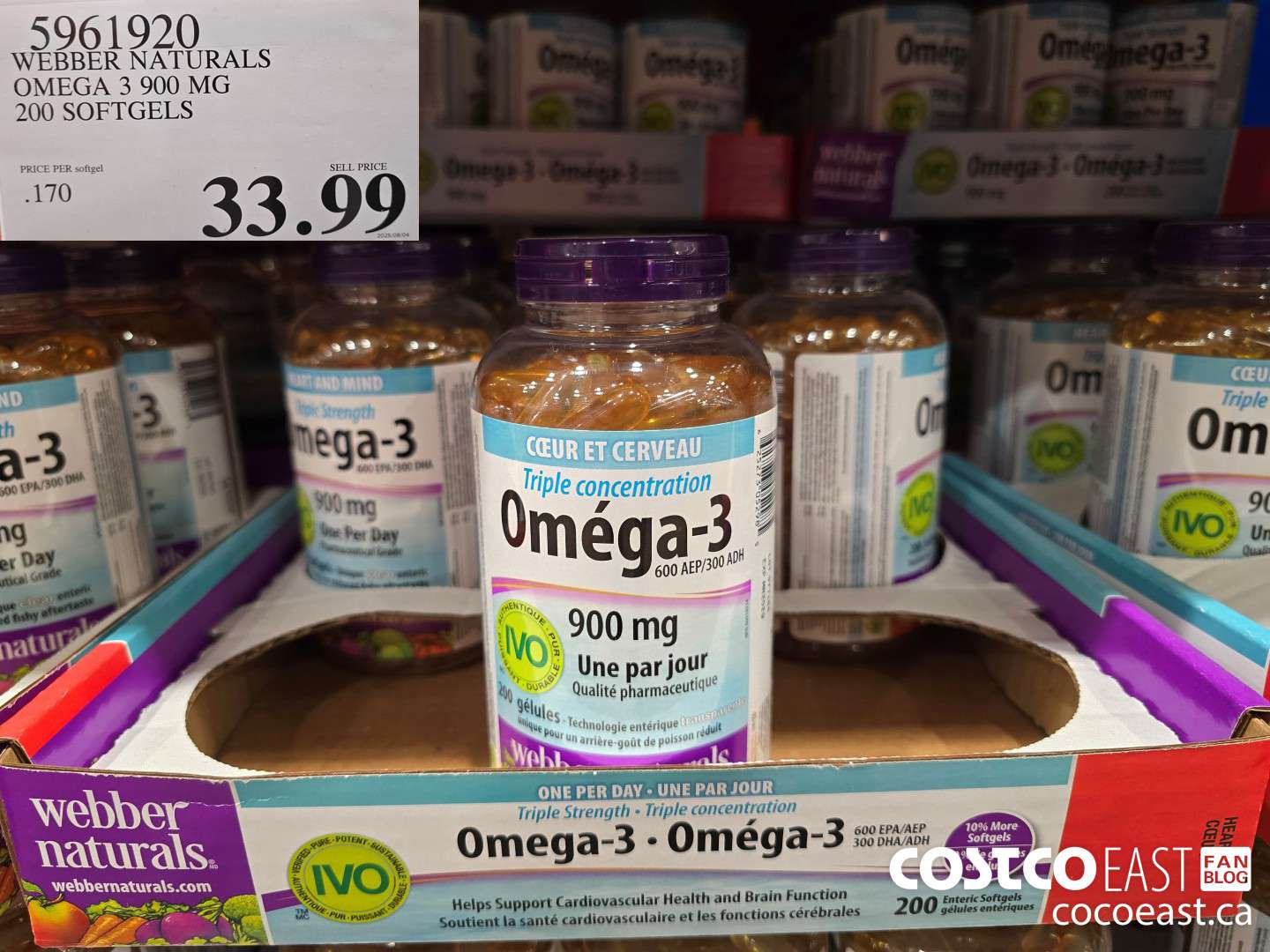 5961920 WEBBER NATURALS OMEGA 3 900 MG SOFTGELS $33.99