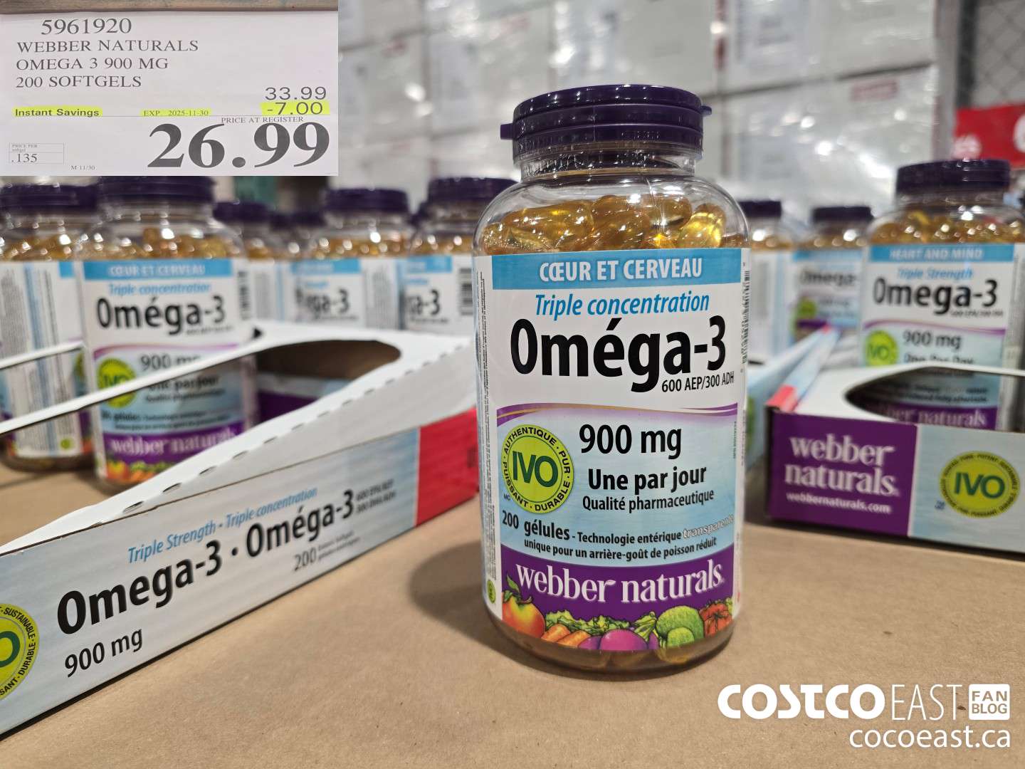 5961920 WEBBER NATURALS OMEGA 3 900 MG SOFTGELS ($7.00 INSTANT SAVINGS EXPIRES ON 2025-11-30) $26.99