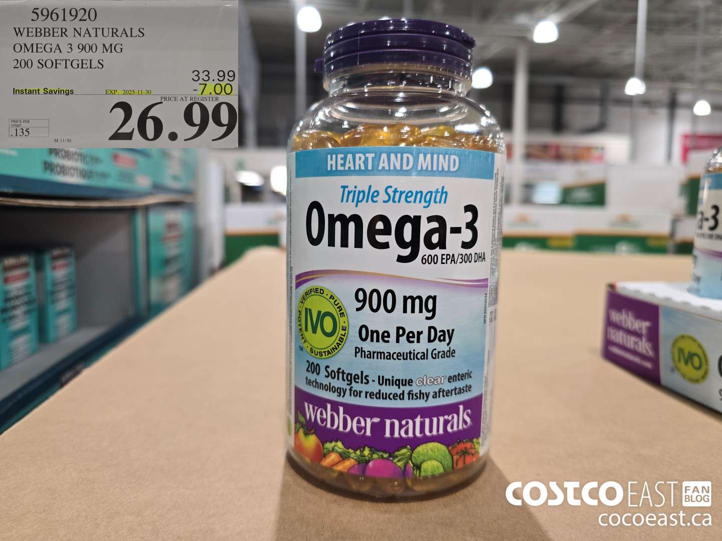 5961920 WEBBER NATURALS OMEGA 3 900 MG SOFTGELS ($7.00 INSTANT SAVINGS EXPIRES ON 2025-11-30) $26.99