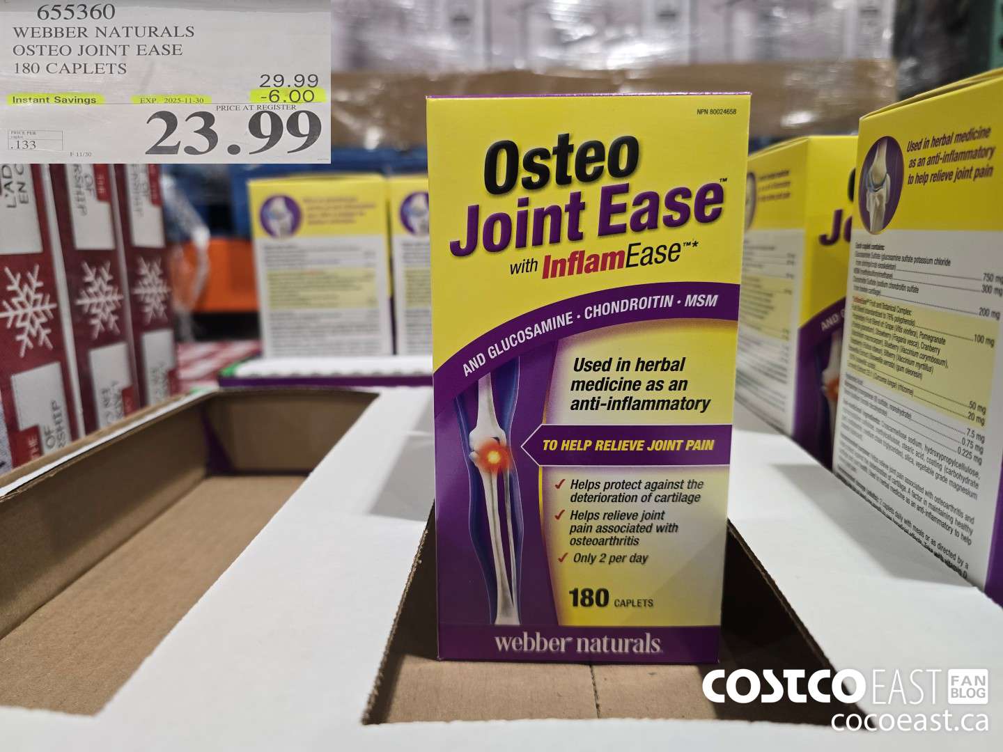 655360 WEBBER NATURALS OSTEO JOINT EASE 180 CAPLETS ($6.00 INSTANT SAVINGS EXPIRES ON 2025-11-30) $23.99