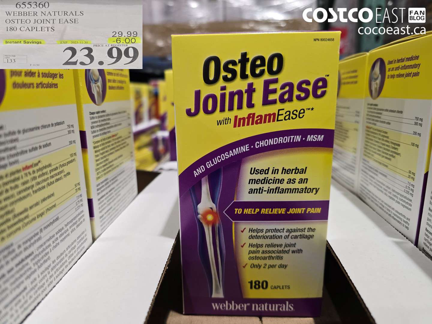 655360 WEBBER NATURALS OSTEO JOINT EASE 180 CAPLETS ($6.00 INSTANT SAVINGS EXPIRES ON 2025-11-30) $23.99