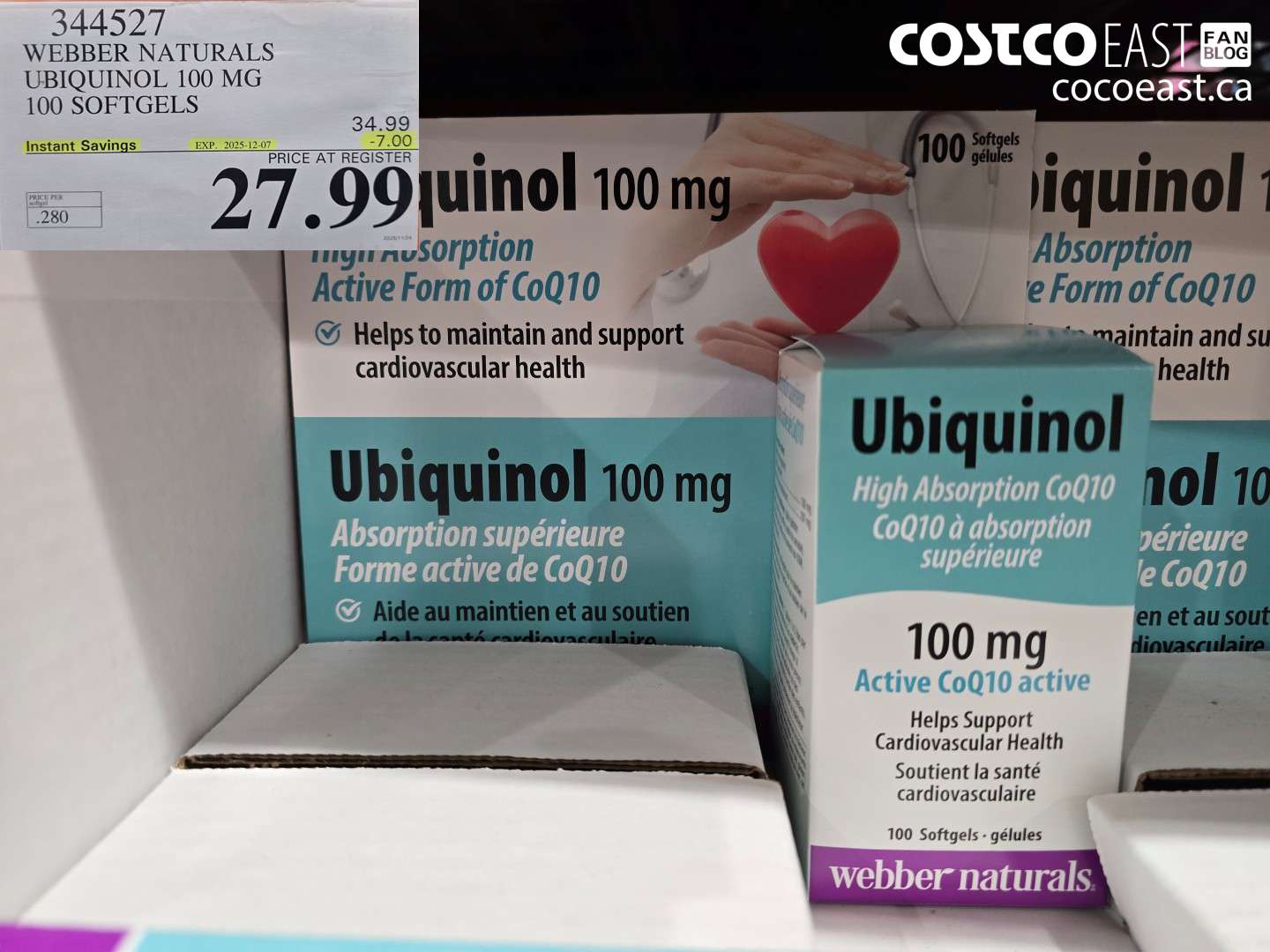 344527 WEBBER NATURALS UBIQUINOL 100 MG 100 SOFTGELS ($7.00 INSTANT SAVINGS EXPIRES ON 2025-12-07) $27.99