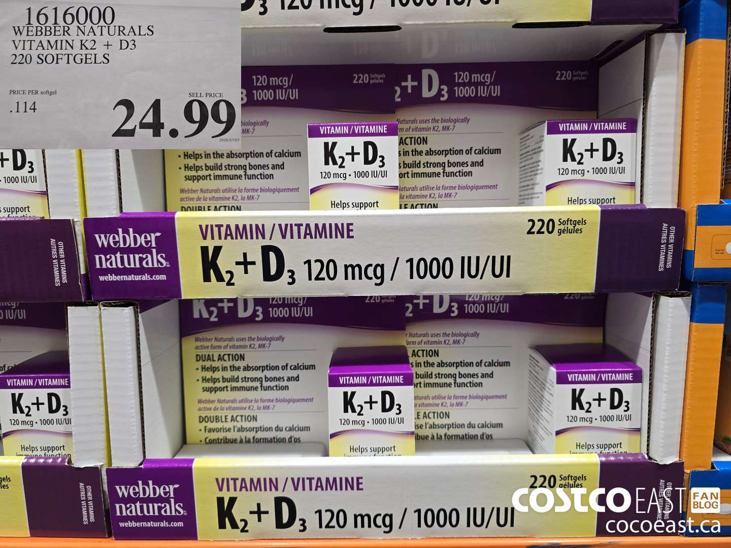 1616000 WEBBER NATURALS VITAMIN K2+D3 220 SOFTGELS $24.99