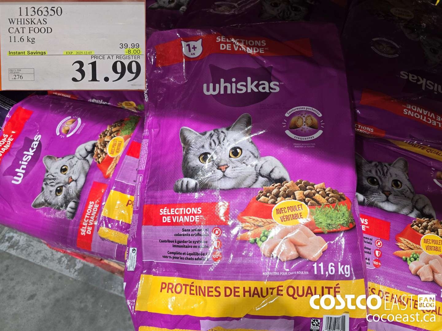 1136350 WHISKAS DRY CAT FOOD 11.6 kg ($8.00 INSTANT SAVINGS EXPIRES ON 2025-12-07) $31.99