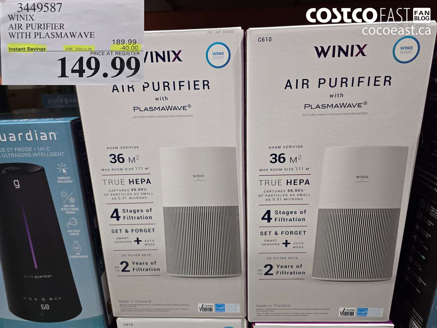 3449587 WINIX AIR PURIFIER WITH PLASMAWAVE ($40.00 INSTANT SAVINGS EXPIRES ON 2025-11-30) $149.99