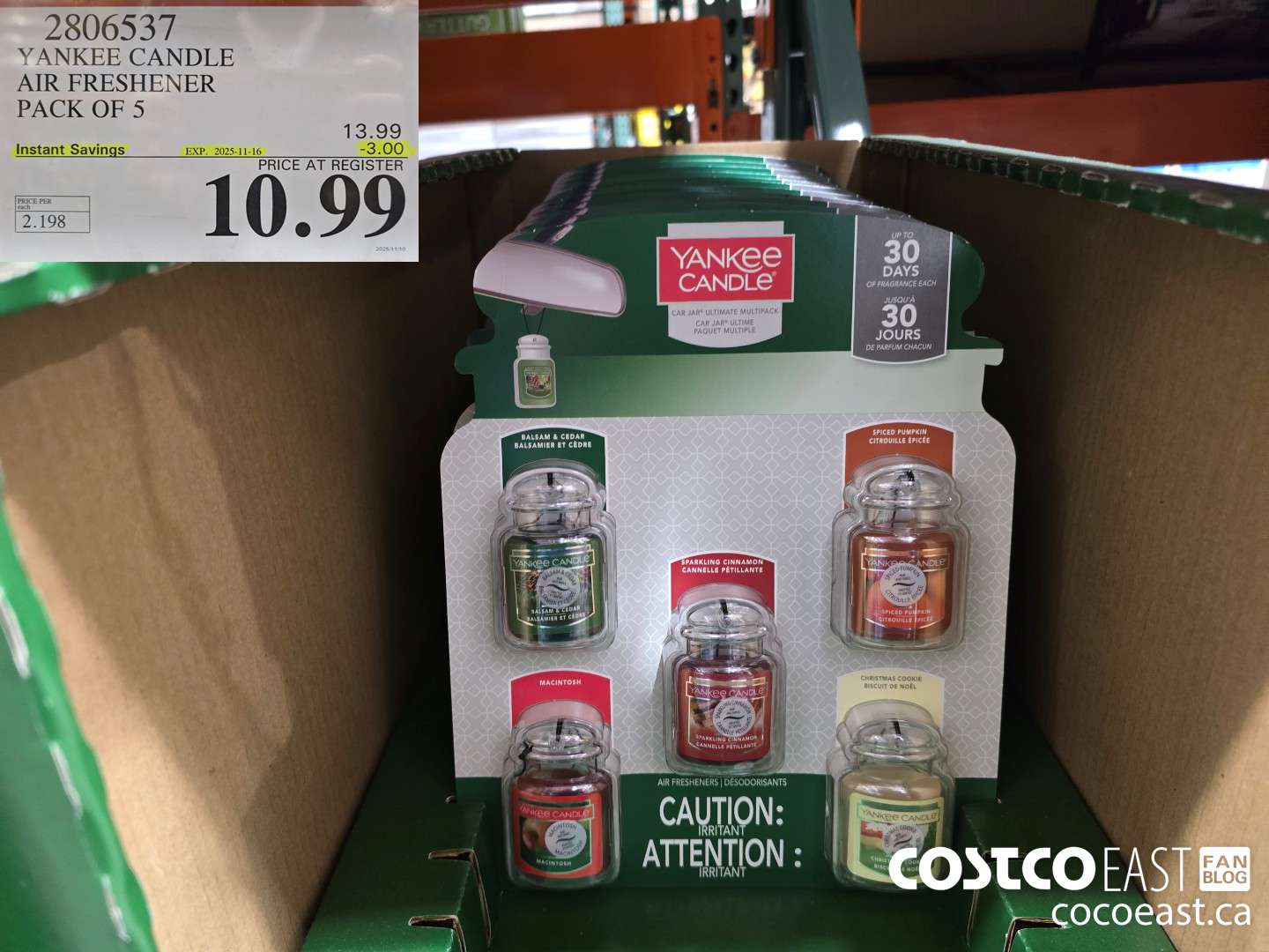 2806537 YANKEE CANDLE AIR FRESHENER PACK OF 5 ($3.00 INSTANT SAVINGS EXPIRES ON 2025-11-16) $10.99