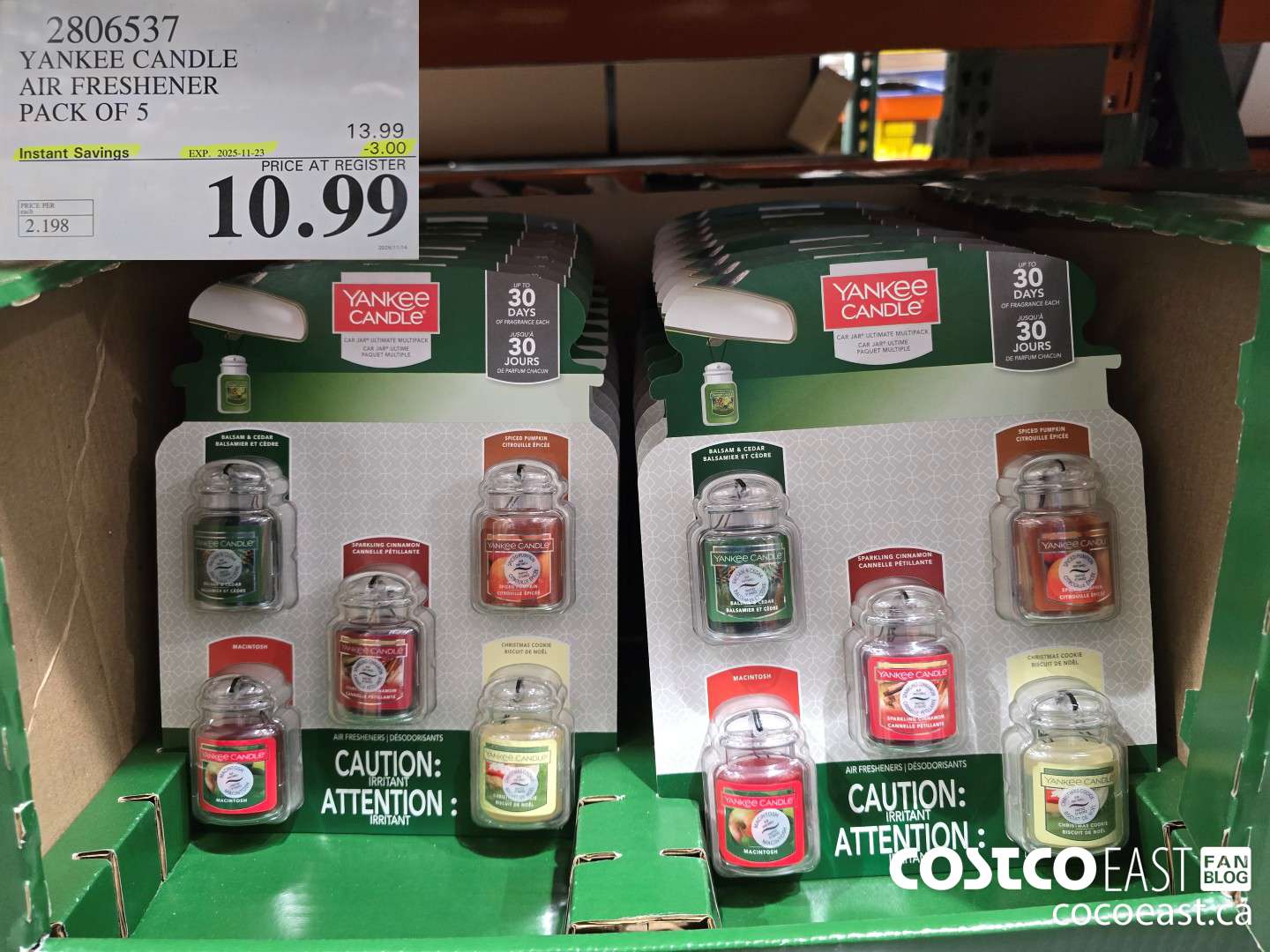 2806537 YANKEE CANDLE AIR FRESHENER PACK OF 5 ($3.00 INSTANT SAVINGS EXPIRES ON 2025-11-23) $10.99