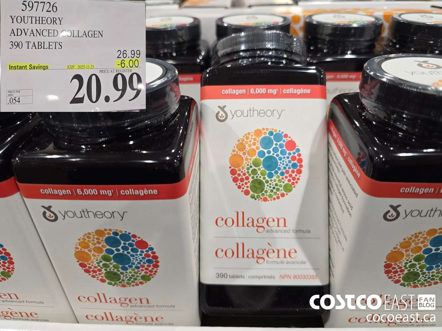 597726 YOUTHEORY ADVANCED COLLAGEN 390 TABLETS ($6.00 INSTANT SAVINGS EXPIRES ON 2025-11-23) $20.99